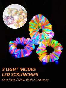28 pièces Chouchous lumineux - Chouchous LED pour femmes - Chouchous, chouchous lumineux pour femmes, liens de cheveux multicolores avec plusieurs modes d'éclairage, accessoires de cheveux fantaisie à impression en maille avec LED, accessoires de cheveux luminescents pour femmes pour les fêtes