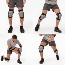 1 Pair- Open Wearing Adjustable Soft Shell Knee Pads, Wrapped And Fixed Knee Braces, Suitable For Cycling, Dancing, Roller Skating, Sports, Men & Women, For 10cm/4in Above Knee: 35-48cm/13.8-18.9in (Black/ Grey/ Blue)