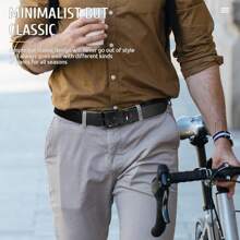 1pc Handmade Men's Leather Belt, Red And White Color, Casual Buckle Design Suitable For Jeans, Work, Business And Outing