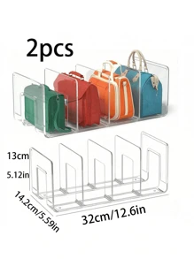 2 pezzi di scaffale di stoccaggio trasparente in acrilico, 4 griglie di scaffale di stoccaggio per borse trasparente, divisori per armadio, organizzatori di stoccaggio per borse, supporti per oggetti per libri e borse da casa e soggiorno, divisore per armadio salvaspazio - Scaffale di stoccaggio trasparente adatto per portafogli e borse (si consiglia di applicarlo alla divisione di piccoli pacchetti. Prestare attenzione alle dimensioni del display dei beni acquistati.)
