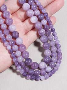 1 串烟晶紫玉水晶石珠圆形散珠用于珠宝制作 DIY 手链配件 6 8 10 毫米 15 英寸串