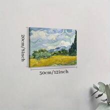 1pc Framed Canvas Poster Spring Green Field Vintage Wall Art Canvas Paintings Ideal Gift For Bedroom Living Room Corridor Wall Art Wall Decor Room Decoration Ready To Hang - 紫色 - 查看 6