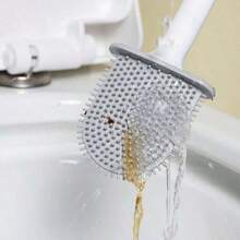 1 pieza Cepillo de silicona para inodoro sin agujeros, cepillo de fregado para baño, cepillo de limpieza montado en la pared sin puntos ciegos, cepillo de limpieza doméstica
