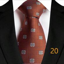 GOADAFOO Luxury 8CM Men Necktie Orange Color Solid Stripes Plaid Floral Ties For Man Groom Jacquard Woven Neck Tie For Business Wedding Party