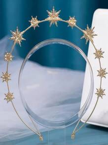1pc Women's Golden Alloy Baroque Crystal Bridal Headpiece, Suitable For Runway Shows Or Parties