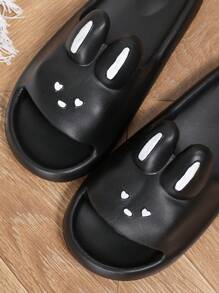 Women's Flat Sandals Summer Fashion Outdoor Sports Slippers, EVA One-Piece Soft Black Slides