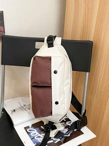 1 Pc Fashion Contrast Color Splicing Oxford Cloth Big Children Waist Bags Storage Bag Sports Bag Chest Bag Shoulder Bag Crossbody Bag Simple Lightweight Portable Zip Closure Adjustable Strap For Daily Coin Purse For Travel Vacation Outdoor Shopping Sports Party Supermarket Gifts For Son Daughter Birthday Gifts Double Pocket Design Casual Bag For Student For Boy Girl Teenagers Bestfriend Travel Accessories