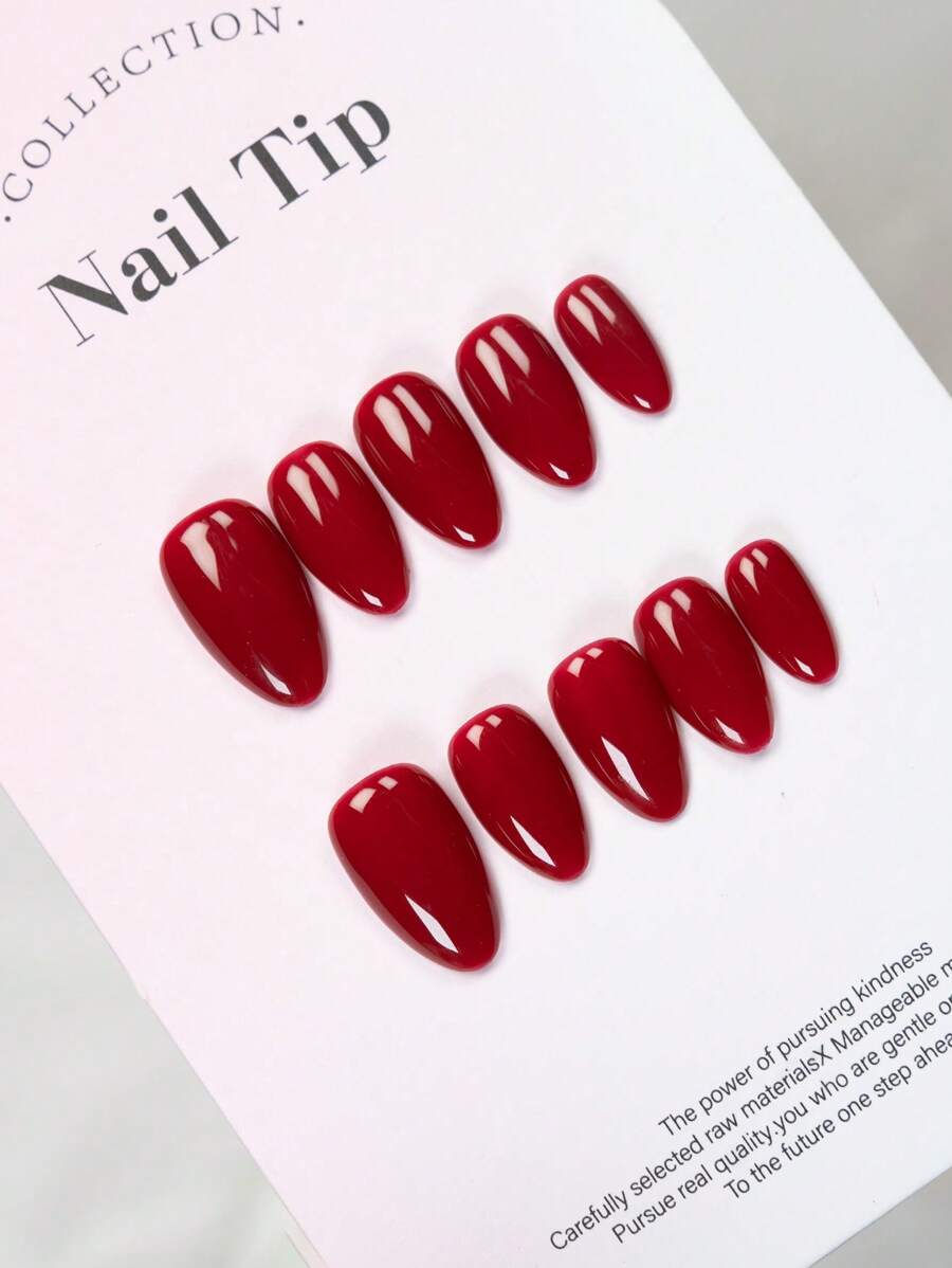 JUTI Valentine'S Day Nails 10 Pieces Of Sweet Style New Handmade Wearable Nails, Medium Almond Shape, Glossy Watermelon Pink Luxury False Nails, Suitable For Festivals And Daily Use Nail Art Set, Including 1 Nail File, 1 Jelly Gel Press On Nails Nail Supplies Nails - Multicolor - View 1