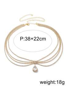 1pc Fashionable Glittery Rhinestone & Crystal Water Drop Tassel Maang Tikka For Women