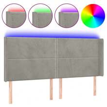 Tête de lit LED gris clair 203x16x118/128 cm velours