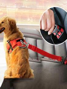Pet Car Seat Belt Traction Clip Safety Bar Traction Retractable Leash Cat Dog Seat Belt Dog Collar Dog Accessories Car Seat Belt Nylon Seat Heavy Duty Durable Dog Car Seat Belt - Ensure Your Dog Or Cat Is Safe And Secure While Driving,Dog Seatbelt,Dog Car Seat