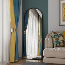 Miroir pied à pied, miroir sur pied incurvé de 165 x 60 cm pour montage mural, appuyé au mur ou posé au sol, miroir grand format pour le corps entier comme miroir de coiffeuse pour le salon, la chambre à coucher, la salle de bain - Miroir pleine longueur de 162 cm