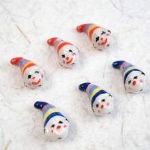 Set de 5 cuentas de cerámica azules y rojas pintadas a mano con caras de payaso lindas y divertidas para hacer collares, pulseras, aretes, cadenas de teléfono y accesorios de joyería (hechas a mano, cada pieza es única, la desigualdad de color es normal)
