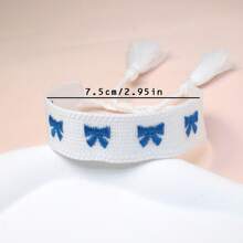 1 pulseira de estilo boêmio bordada e feita à mão com laço, ideal para presentear familiares, amigos, colegas de classe, festas, viagens e uso diário