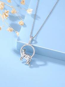 925 纯银豹纹吊坠项链，男女皆宜，适合晚会、派对、节日礼物 - 彩色 - 查看 6