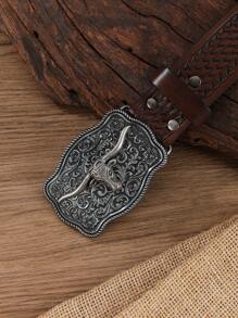 Western Cowboy Retro Belt, Suitable For Pairing With Dresses - Coffee Brown - View 4