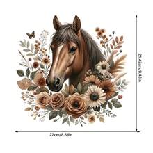 1/2/3pcs Elegant Brown Horse And Wreath Iron-On Transfer Stickers, Made Of PVC Material, Suitable For DIY T-Shirts And Backpacks - Featuring Vibrant Animal And Plant Designs, A Gift For Horse Enthusiasts