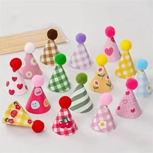 30/60pcs Mini Party Hat Cake Flag, A Decorative Item For Cakes, Featuring A Cute Cartoon Hat, Perfect For Birthdays, Holiday Festivities, And Dessert Table Adornment.