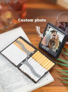 1pc Personalized Cigarette Box, Groomsman Gift Box, Gift For Man, Engraved Wood Box, Wedding Bridal Gift, Best Man Gift, Party Gift Box, Men's Box,Custom Photo Printed Cigarette Case Christmas Groomsmen Best Man Boyfriend Husband Retirement Gifts - Black - View 7