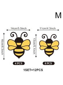 Juego de pegatinas decorativas de pared con temática de abeja para el Día de la Independencia, la temporada de cosecha y el festival de abejas, que incluye letras del alfabeto de abeja en 3D, decoración de pared, joyas de dibujos animados, decoración de pared creativa en negro y dorado, decoración de habitación con tema de abeja, decoración de pared para el hogar, pegatinas de pared para la cocina
