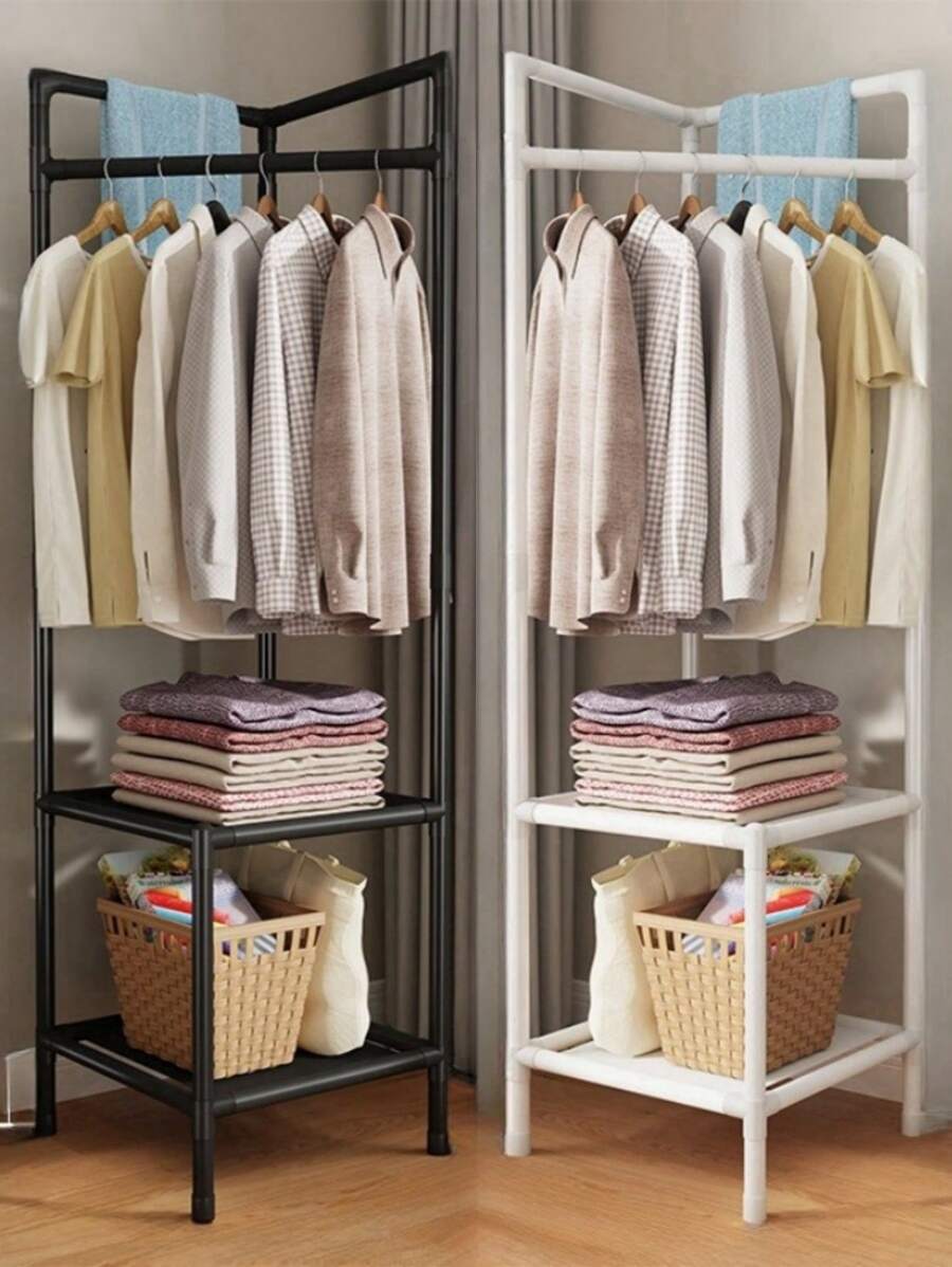 1pc Space Saving, Multi-Functional, 25mm Thicker Pipe, Wall Corner Coat Rack, Freestanding Coat Rack, More Stable & Load-Bearing, Movable, Fashionable, Easy To Assemble & Disassemble, Portable, Suitable For Living Room, Bedroom, Entryway, Office, Holiday Gift, Children's Gift