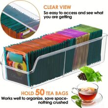 1pc Desktop Storage Box, Transparent Multi-Compartment Organizer Box For Stationery, Tea Bags, Coffee Supplies And Other Small Items