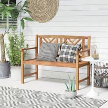 Lifezeal Patio Acacia Wood 2-Person Slatted Bench Outdoor Loveseat Chair Garden Natural - Reddish Brown - View 1