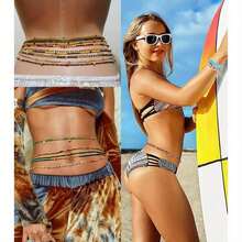 12PCS 50-70 Inches Plus Size Waist Beads Chains For Women Handmade African Belly Beads Layered Body Chain Beach Bikini Jewelry - Style-1 - View 5