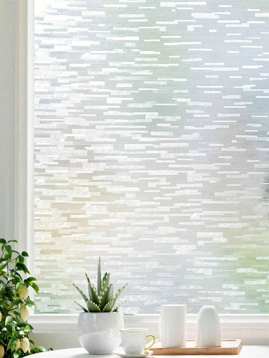 1 Roll Frosted Window Privacy Film: Removable Static Cling Vinyl, UV Blocking & Heat Control, Non-Adhesive Decorative Film For Doors, Bathroom & Home Decor - Multicolor - View 1