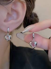 Sterling Silver Ring Light Luxury Niche High-End Design Exquisite Zirconia Bow Ring For Women Fresh And Versatile Internet Celebrity Same Style Ring - Pink Heart Earrings - View 3