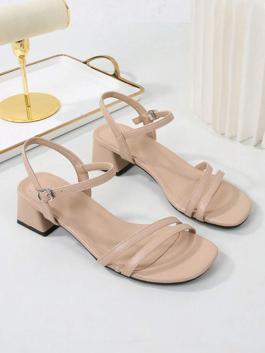 Plus Size Women's Classic High Heel Sandals With Back Strap, Open Toe Fashionable Retro Design, Versatile Casual Outdoor Wear
