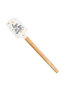 1pc Valentine's Day Themed Silicone Spatula Heat-Resistant With Wooden Handle For Baking, Butter & Jam Mixing