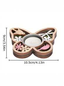 1pc, Wooden Flowers, Butterflies, And Hearts Shape Candle Holder, Wooden Crafts Candlestick, Festival Desktop Home Decor, Party Supplies Gifts Birthday Graduation,Wedding