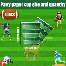 Paquete de 10 vasos desechables de papel con tema de rugby para fiestas, adecuados para fiesta de cumpleaños, baby shower, reunión familiar, reunión de clase, picnic al aire libre