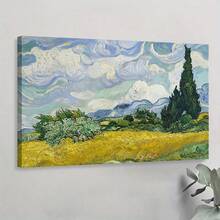 1pc Framed Canvas Poster Spring Green Field Vintage Wall Art Canvas Paintings Ideal Gift For Bedroom Living Room Corridor Wall Art Wall Decor Room Decoration Ready To Hang - 紫色 - 查看 1