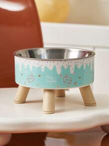 1pc Ice Cream Printed Cat/Dog Lover Gift And Dog/Cat Mom Love Pet Raised Bowl With Neck Support, Anti-Skid Anti-Spill High Capacity Cat/Dog Lover Gift And Dog/Cat Mom Love Pet Food & Water Bowl For Dog Lover And Dog Mom Loves & Cat Lover And Cat Mom Loves