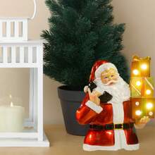 Decoraciones de mesa navideñas, figuritas de resina adorables de Papá Noel con luces, estatuas para escritorio para decoración del hogar, mostradores y fiestas - Burdeos - Ver 2