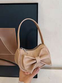1pc Sweet PU Bow Handbag Shoulder Bag, Casual & Fashionable Solid Color Small Bag, Meets All-Match Storage Needs, Multiple Colors Available, Exquisite & Versatile, Suitable For Daily Travel, Shopping, Photography, All Seasons, Great Gift For Teenagers - Bow Handbag - View 16