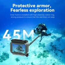 TELESIN 防水外壳适用于 DJI OSMO Action 5 Pro Action 4 3 相机，带防雾水下外壳，外壳笼支持 45 米/148 英尺深潜、水肺浮潜、游泳，带快速释放螺丝 - Waterproof Case - 查看 6