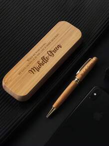 Customizable Ballpoint Pen, Bamboo & Metal Pen, Creative Logo Gift, Suitable For Office, Back To School, Wedding, Holiday Gifts For Parents, Colleagues, Friends