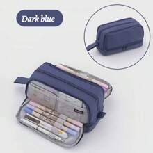 1个双拉链大容量铅笔盒，铅笔盒，高容量收纳铅笔盒，学生文具