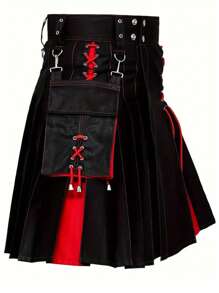 Traditional Highland Kilt - Color Blocking, Pleated, Retro Gothic Punk Style, Scottish Irish Wedding Clothing, Unique Gift
