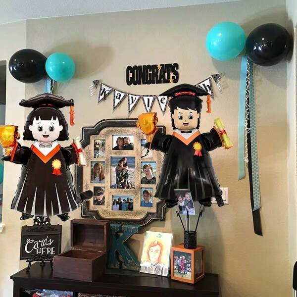Set de 2 globos de helio con diseño de temporada de graduación, adecuados para decoración de fiesta de graduación, decoración de celebración, decoración de fiesta de graduación, para uso en interiores y exteriores