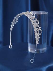1pc Rhinestone Princess Small Crown Headband Suitable For Wedding, Party, Birthday And Other Occasions - Silver - View 6