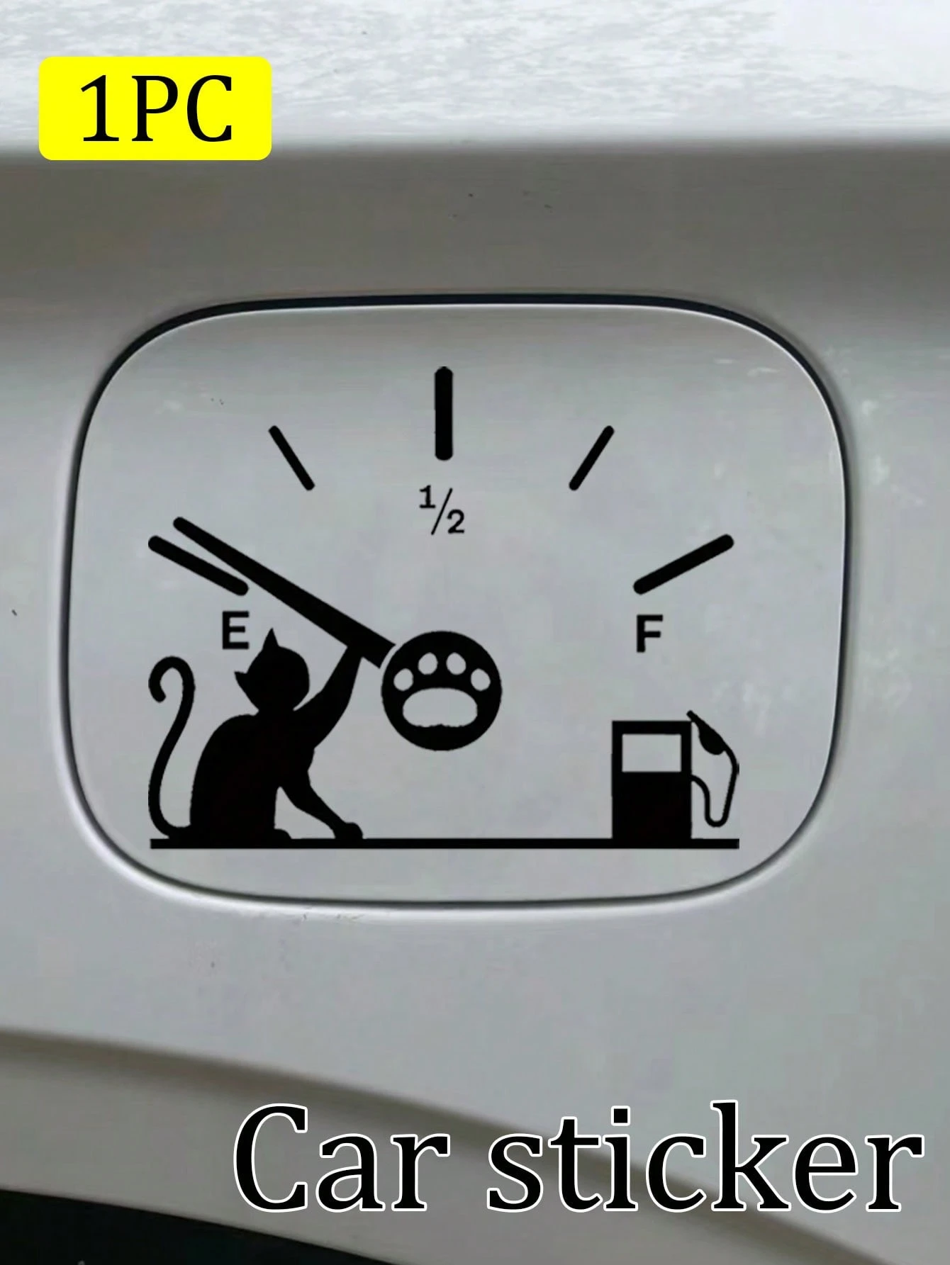 1pc Cat Cat Gas Gauge Vinyl Sticker - ملصق تغطية خدش مقاومة للأشعة فوق البنفسجية المقاومة للماء ، مناسب لغطاء خزان الغاز ، زينة DIY ، غطاء خدش السيارة |ملصق غريب الأطوار |ملصق مقاوم للماء ، ملصق سيارة