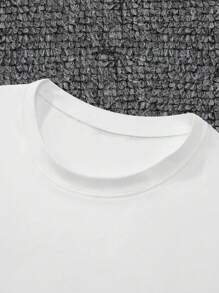 Customized Men's Loose Fit Round Neck T-Shirt With Logo/Image On Back, Perfect Valentine's Day Girlfriend Photo Gift, Custom Work Uniforms, Dance Crew Jerseys, Photo & Text Personalization - White - View 4