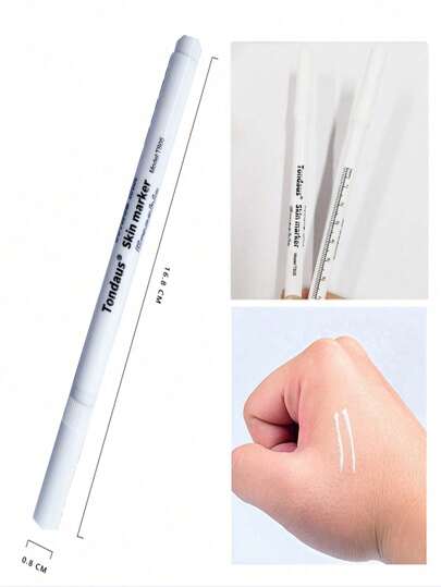 Tondaus 1pc White Eyebrow Skin Marker Pen, Surgical Accessory With Ruler And Micro-Needle Locator