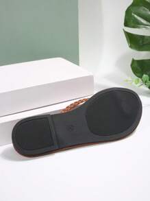 Spring/Summer New Arrival Women Flat Toe Post Sandals, Round Toe Flat Casual Slippers For Indoor & Outdoor Wear - Brown - View 9