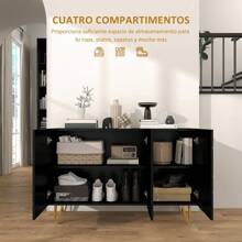 HOMCOM Aparador para Salón Aparador de Entrada con 3 Puertas y Estantes Ajustables Armario de Almacenamiento para Cocina Sala 120x40x75 cm