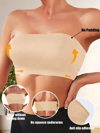Women's Sexy Strapless Bra Seamless Tube Top No Padding Traceless Bandeau Wireless Bralette Push Up Tube Bras Intimates Lingerie Tube Tops Underwear Backless Breathable Fabric Quick Drying Suitable For Pairing With Dresses And Everyday Wear